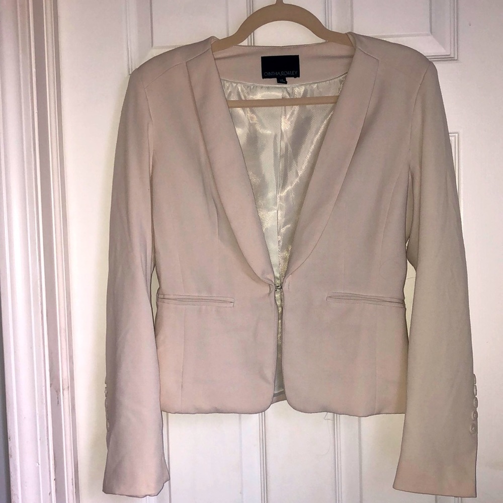 Cynthia Rowley Ivory Open Front Blazer Suit Jacket